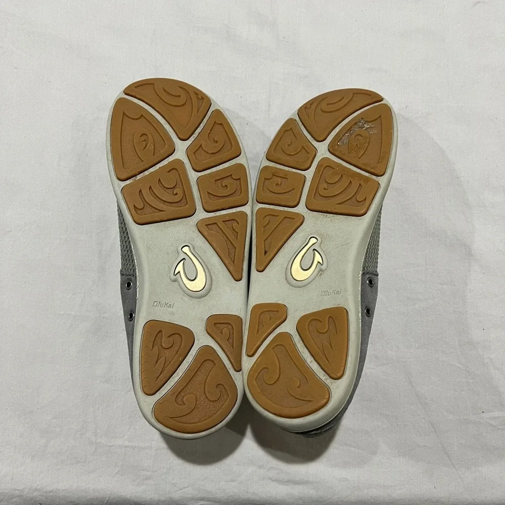 Olukai Nohea Moku Mens Grey Mesh Slip On Comfort Boat Casual Summer Shoes 9